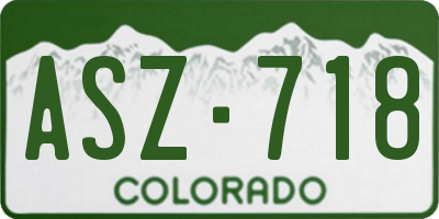 CO license plate ASZ718