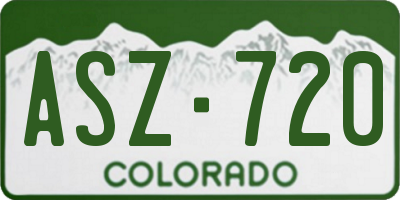 CO license plate ASZ720
