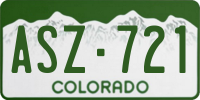 CO license plate ASZ721