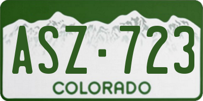CO license plate ASZ723