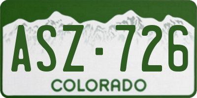CO license plate ASZ726