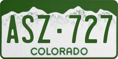 CO license plate ASZ727