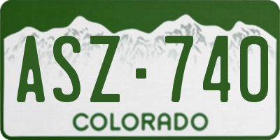 CO license plate ASZ740