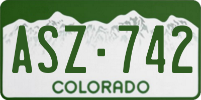 CO license plate ASZ742