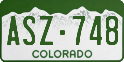 CO license plate ASZ748