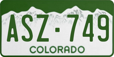 CO license plate ASZ749