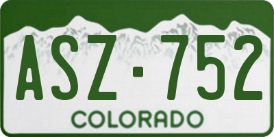CO license plate ASZ752