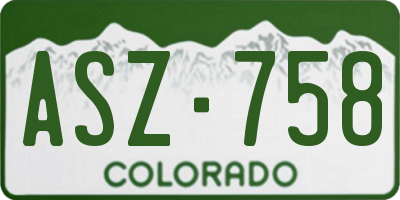 CO license plate ASZ758