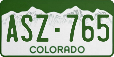 CO license plate ASZ765