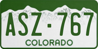 CO license plate ASZ767