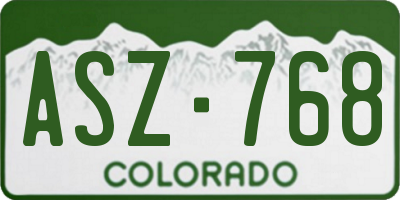 CO license plate ASZ768