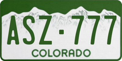 CO license plate ASZ777