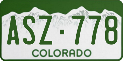 CO license plate ASZ778