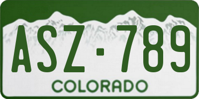 CO license plate ASZ789