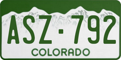 CO license plate ASZ792