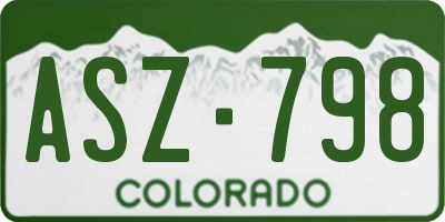 CO license plate ASZ798