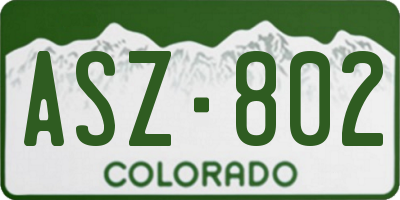 CO license plate ASZ802