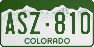 CO license plate ASZ810
