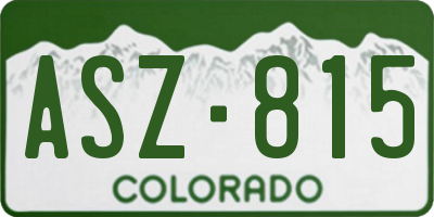 CO license plate ASZ815