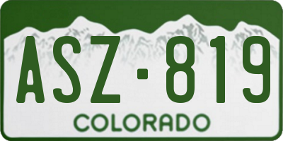 CO license plate ASZ819