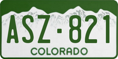 CO license plate ASZ821