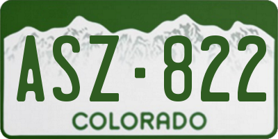 CO license plate ASZ822