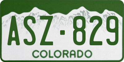 CO license plate ASZ829