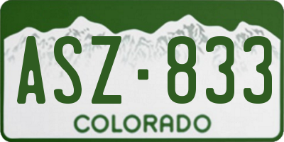CO license plate ASZ833