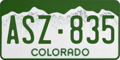 CO license plate ASZ835