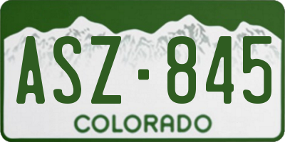 CO license plate ASZ845