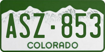 CO license plate ASZ853