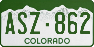 CO license plate ASZ862