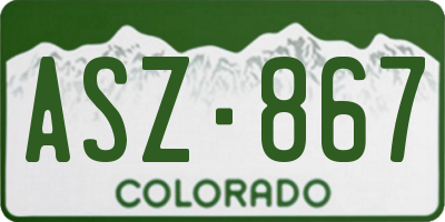 CO license plate ASZ867