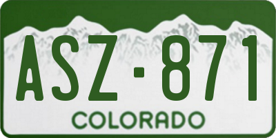 CO license plate ASZ871