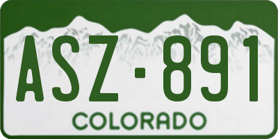 CO license plate ASZ891