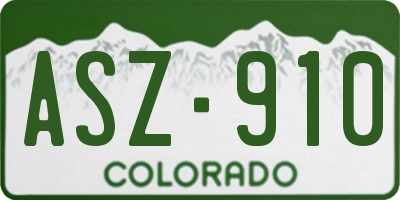 CO license plate ASZ910