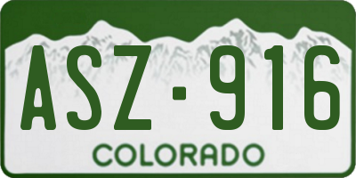 CO license plate ASZ916