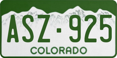 CO license plate ASZ925
