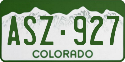 CO license plate ASZ927
