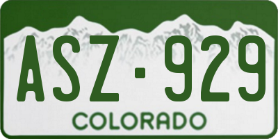 CO license plate ASZ929