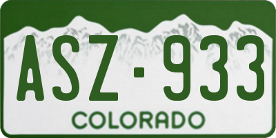 CO license plate ASZ933