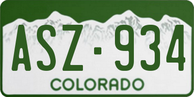 CO license plate ASZ934