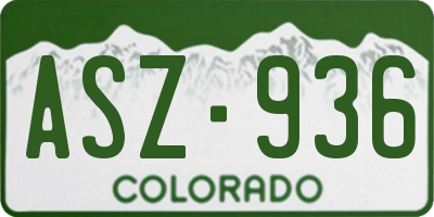 CO license plate ASZ936