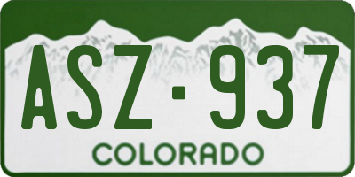CO license plate ASZ937