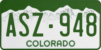 CO license plate ASZ948