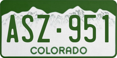 CO license plate ASZ951