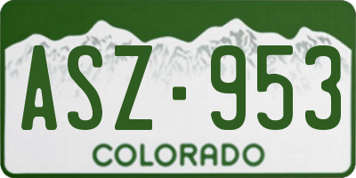 CO license plate ASZ953