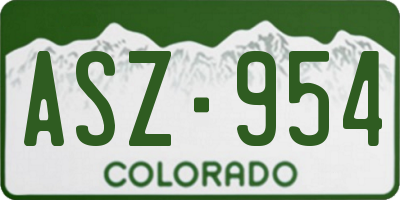 CO license plate ASZ954