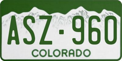 CO license plate ASZ960