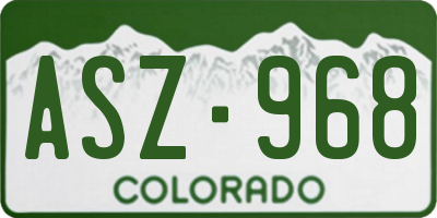 CO license plate ASZ968